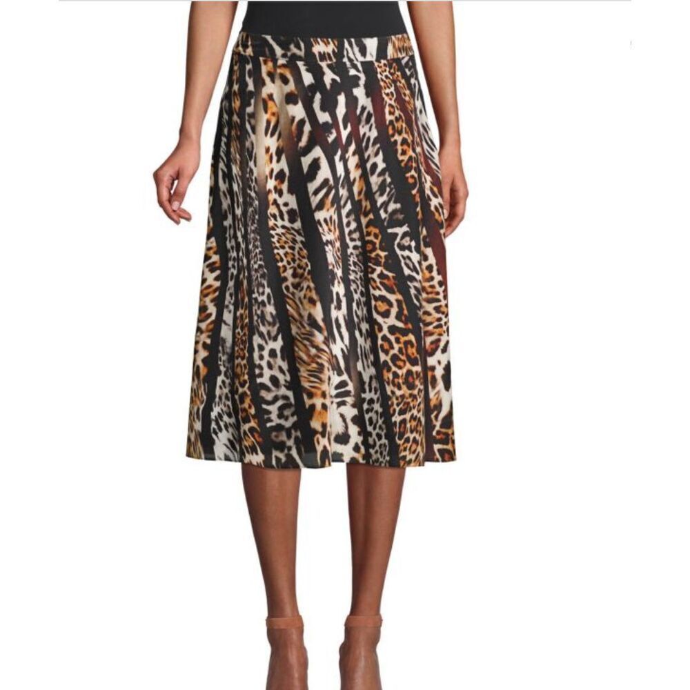 Kobi Halperin Animal Print A-Line Skirt - Brown and Black